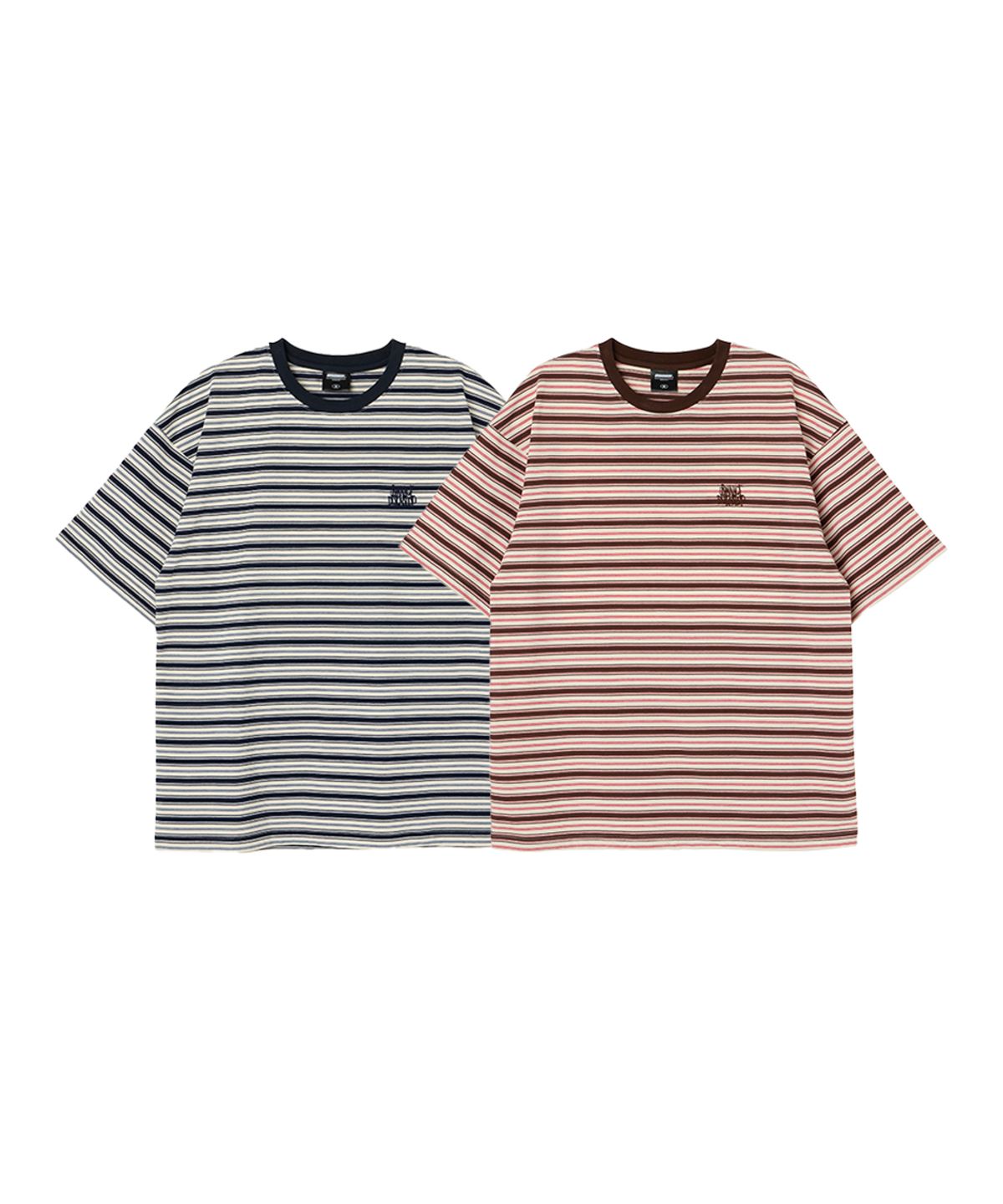 어반에이지(URBANAGE) [2PACK] 멀티 스트라이프 오버핏 반팔_2color