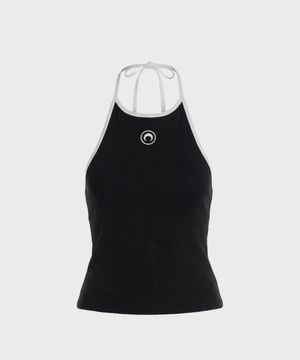 (W) 문 로고 바이컬러 저지 탱크 탑 블랙 화이트 MOON LOGO BICOLOR JERSEY TANK TOP BK96 BLACK/WHITE