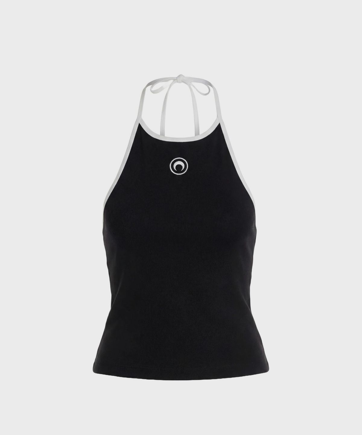 마린 세르(MARINE SERRE) (W) 문 로고 바이컬러 저지 탱크 탑 블랙 화이트 MOON LOGO BICOLOR JERSEY TANK TOP BK96 BLACK/WHITE