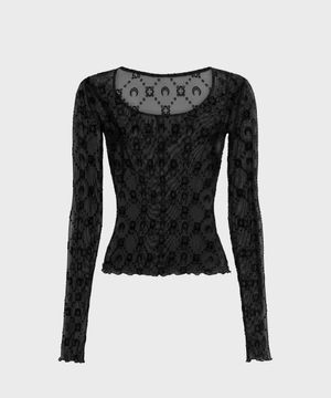 (W) 무노그램 메쉬 플록 롱슬리브 라운드넥 탑 블랙 MOONOGRAM MESH FLOCK LS ROUNDNECK TOP BK99 BLACK