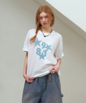 1981 스타 오버핏 반팔 티셔츠 [ 화이트 ]