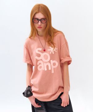 드로잉 ANP 오버핏 반팔 티셔츠 [ 더스트 핑크 ]