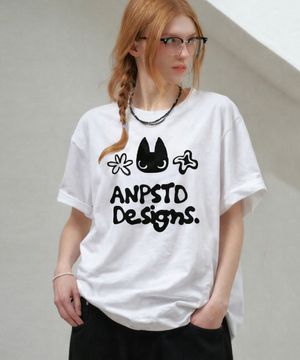 스케치 캣 오버핏 반팔 티셔츠 [ 화이트 ]