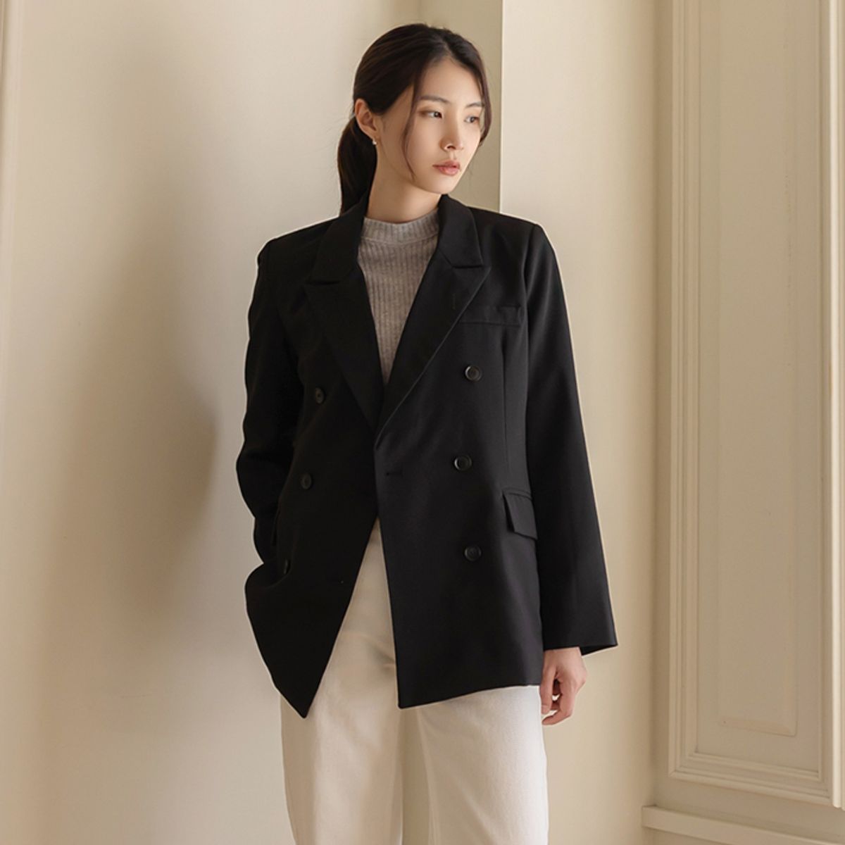 엘리시아(ELYSIA) 알르 카라 더블 핀턱 재킷