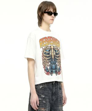 DTF 모터스 쿨코튼 크롭 반팔티셔츠 화이트