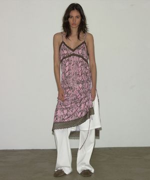 PYTHON LACE SLIP DRESS PINK