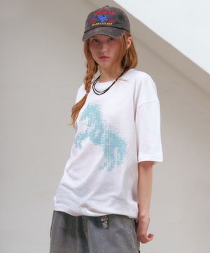 도트 스텔리온 오버핏 반팔 티셔츠 [ 화이트 ]