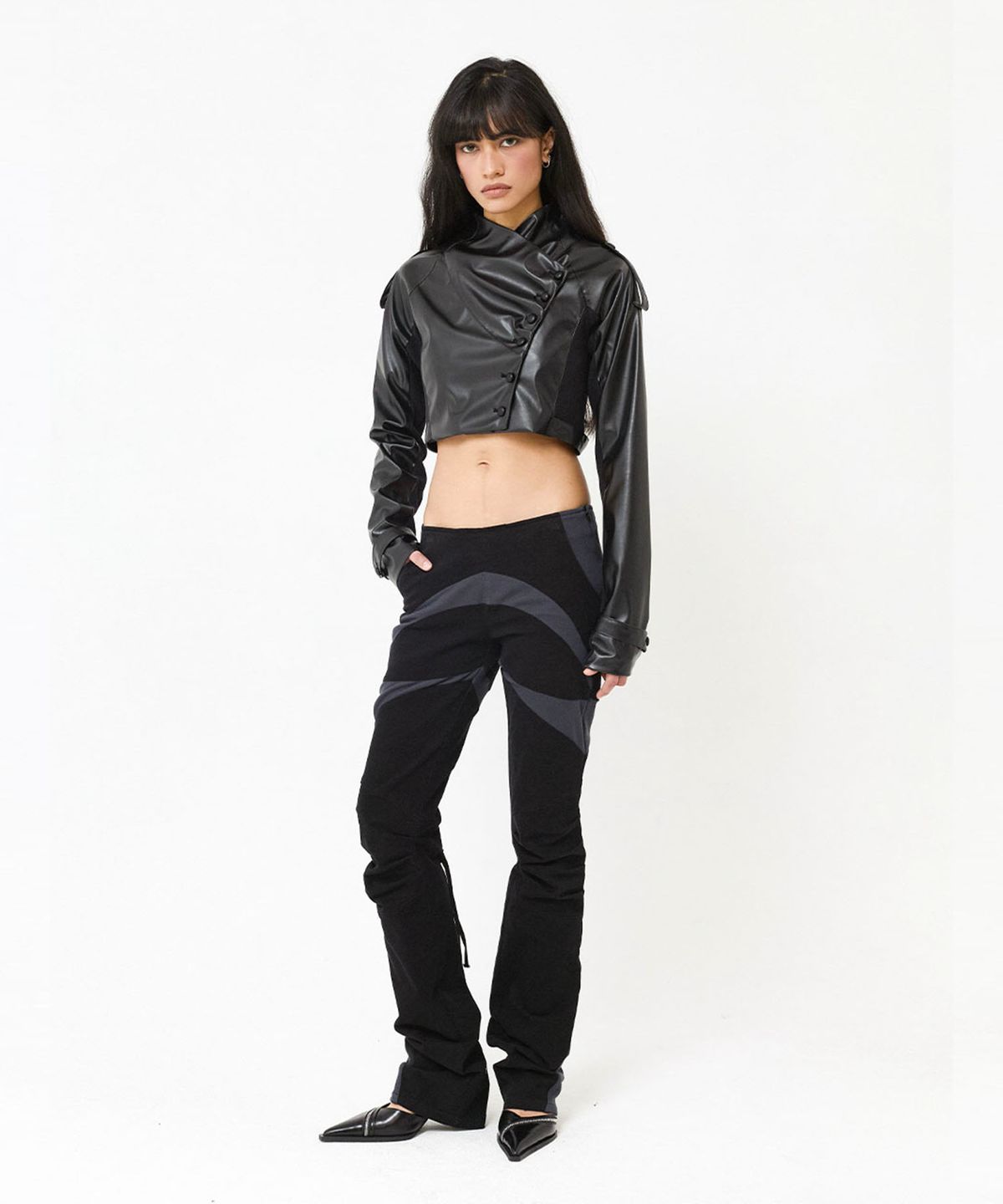 웻태그(WET TAG) CONTRAST PANEL SKINNY PANTS BLACK