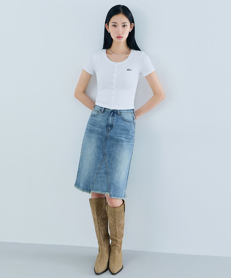 1color 밑단 풀림 MBL 미디움 스커트 OQ2D5930