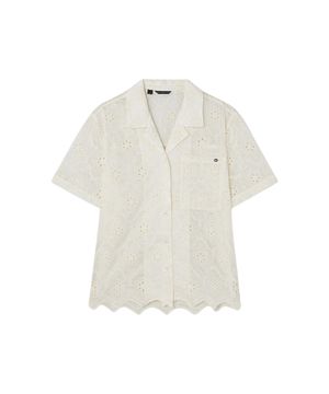 1color 루즈핏 레이스 반팔 셔츠 OQ2W5600