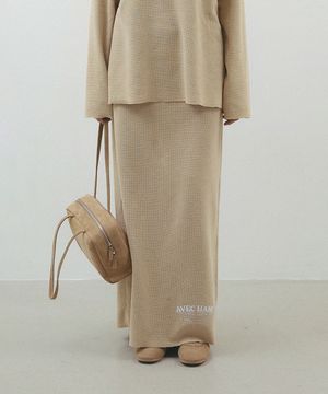 [THE H] 와플 맥시 롱 스커트_Beige