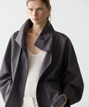 쇼트 코튼 케이프 재킷