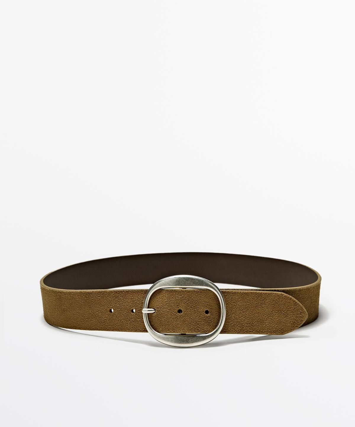 마시모두띠(MASSIMO DUTTI) 오벌 버클 스플릿 스웨이드 벨트