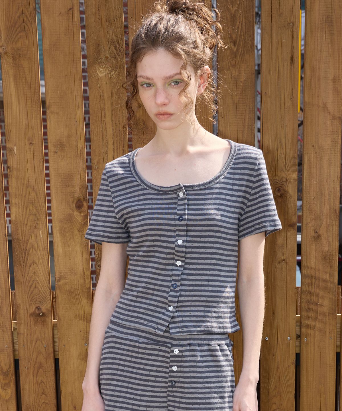 레터리(LETERIE) AJOUR STRIPE CARDIGAN_2COLOR