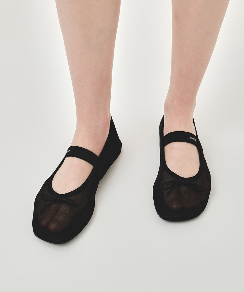 W MESH BANDING FLAT SHOES black