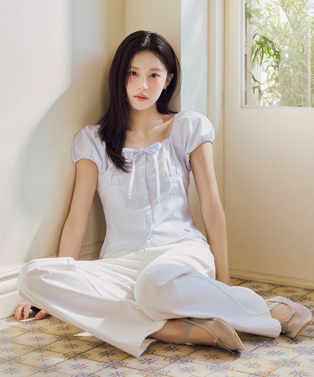 마리떼 프랑소와 저버(MARITHÉ + FRANҪOIS GIRBAUD) W MESH BANDING FLAT SHOES light gray