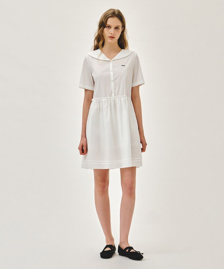 W MARINE HALF SLEEVE ONEPIECE white