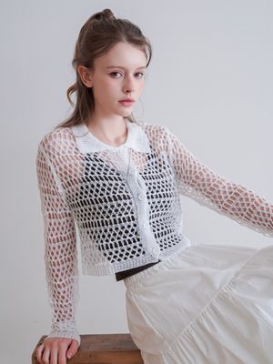샌드 레이스 메쉬 크롭 가디건 2colors
