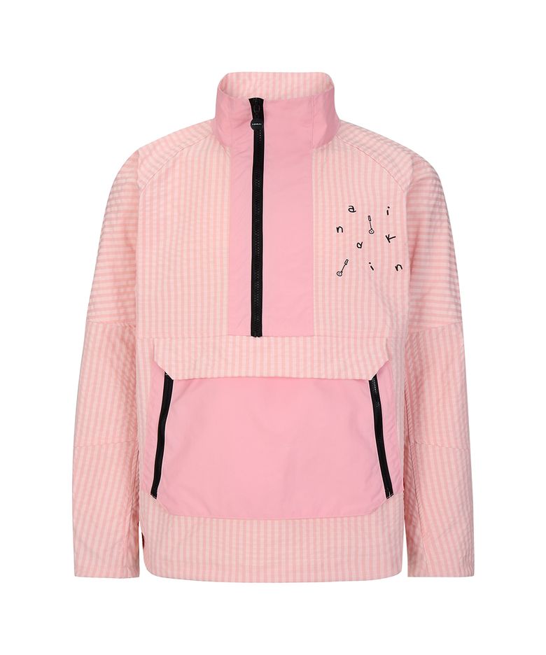 핑크 컬러블록 하프집업 아노락 (Unisex)