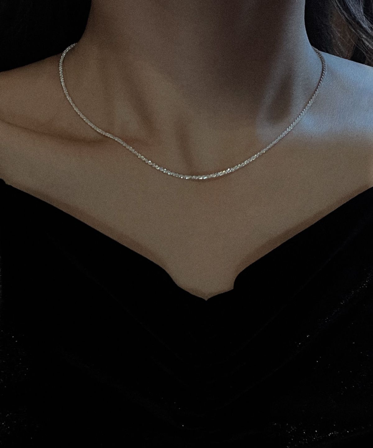 노시스(KNOSIS) [925 silver] 샤이닝 실버칩 목걸이
