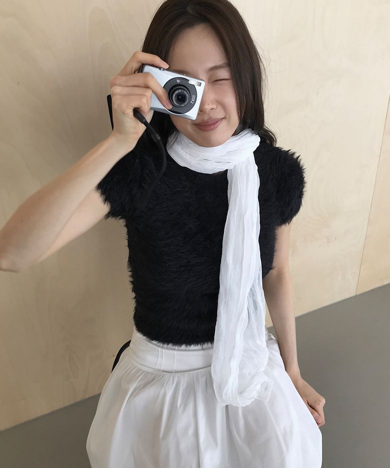 Noelle Crinkled Chiffon Long Scarf(Ivory)