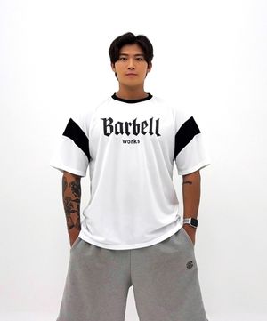 배색 메쉬 오버핏티셔츠