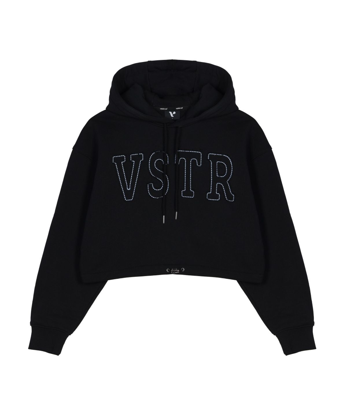 베스티리아(VESTIRYA) Vstr Bold Stitch Crop Hoodie Black