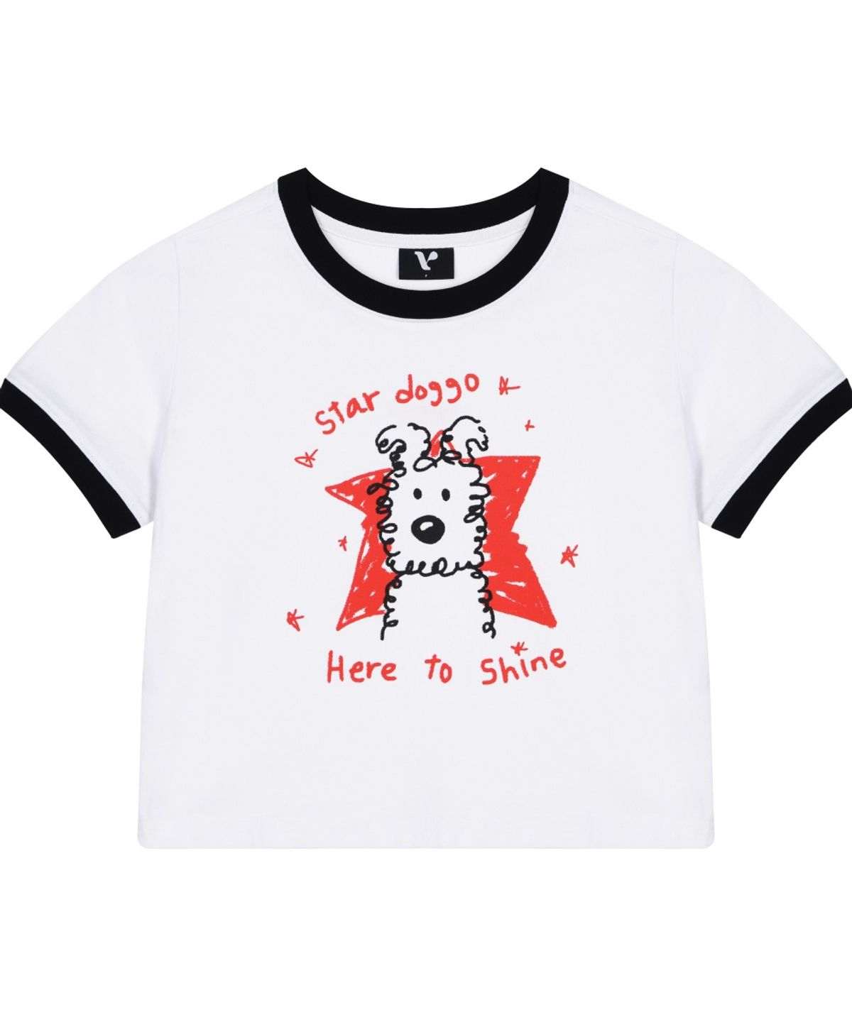 베스티리아(VESTIRYA) Vesty Star Ringer Crop T-shirts White