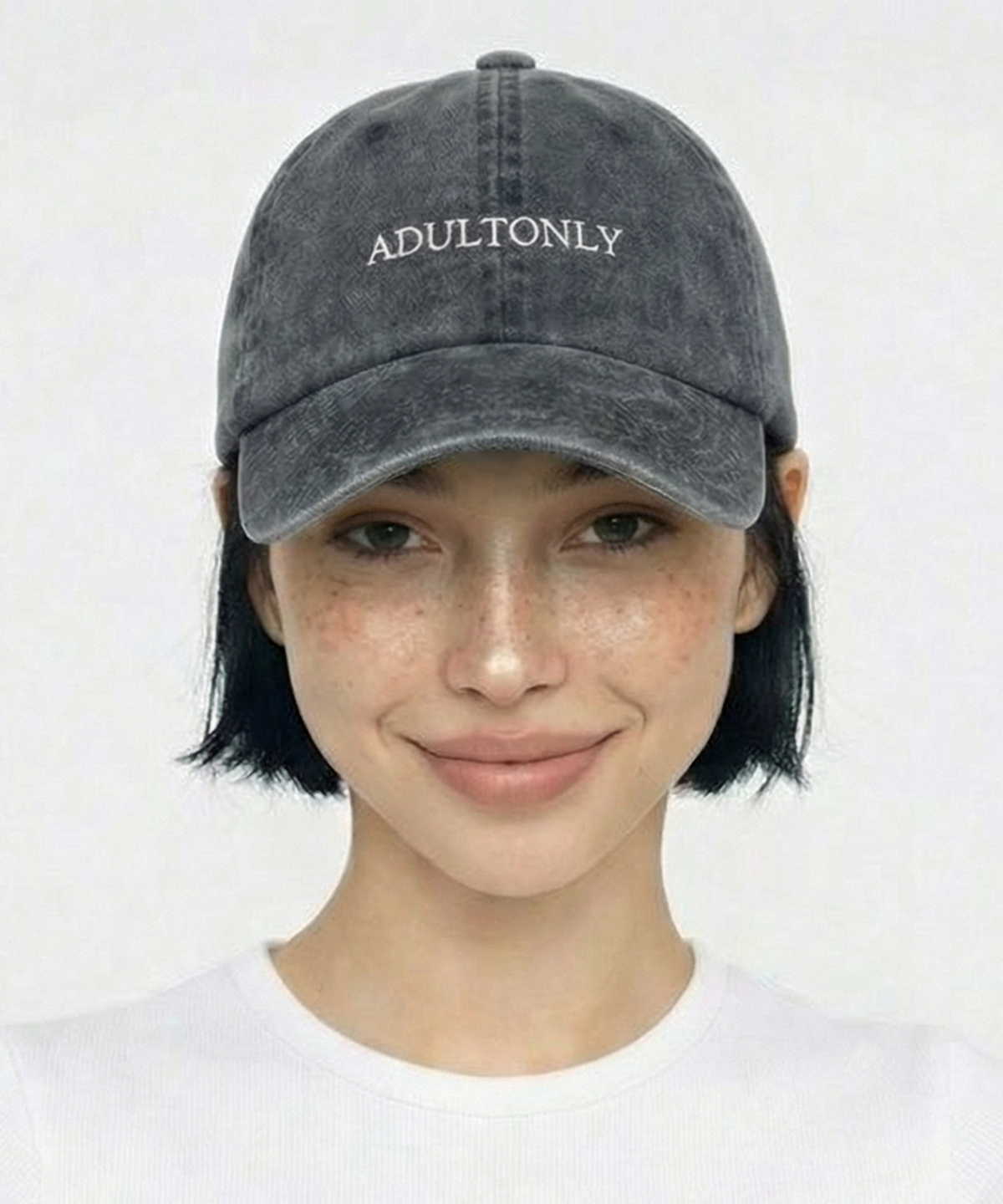 어덜트온리(ADULTONLY) 레터링 로고 피그먼트 볼캡 (스톤블랙)