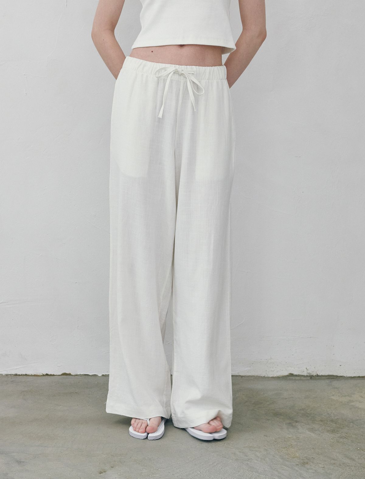 플랫웨이브 인 서울(FLATWAVE IN SEOUL) Loen Linen Wide Pants Ivory