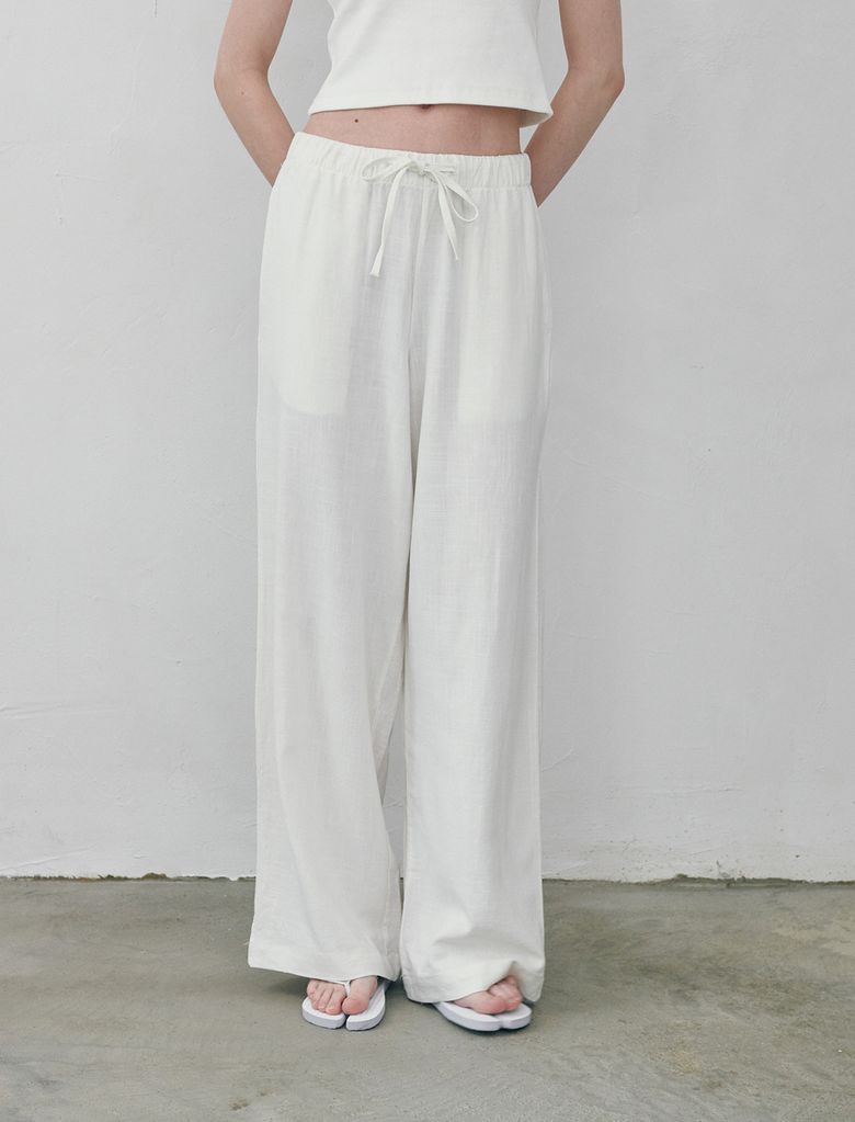 Loen Linen Wide Pants Ivory