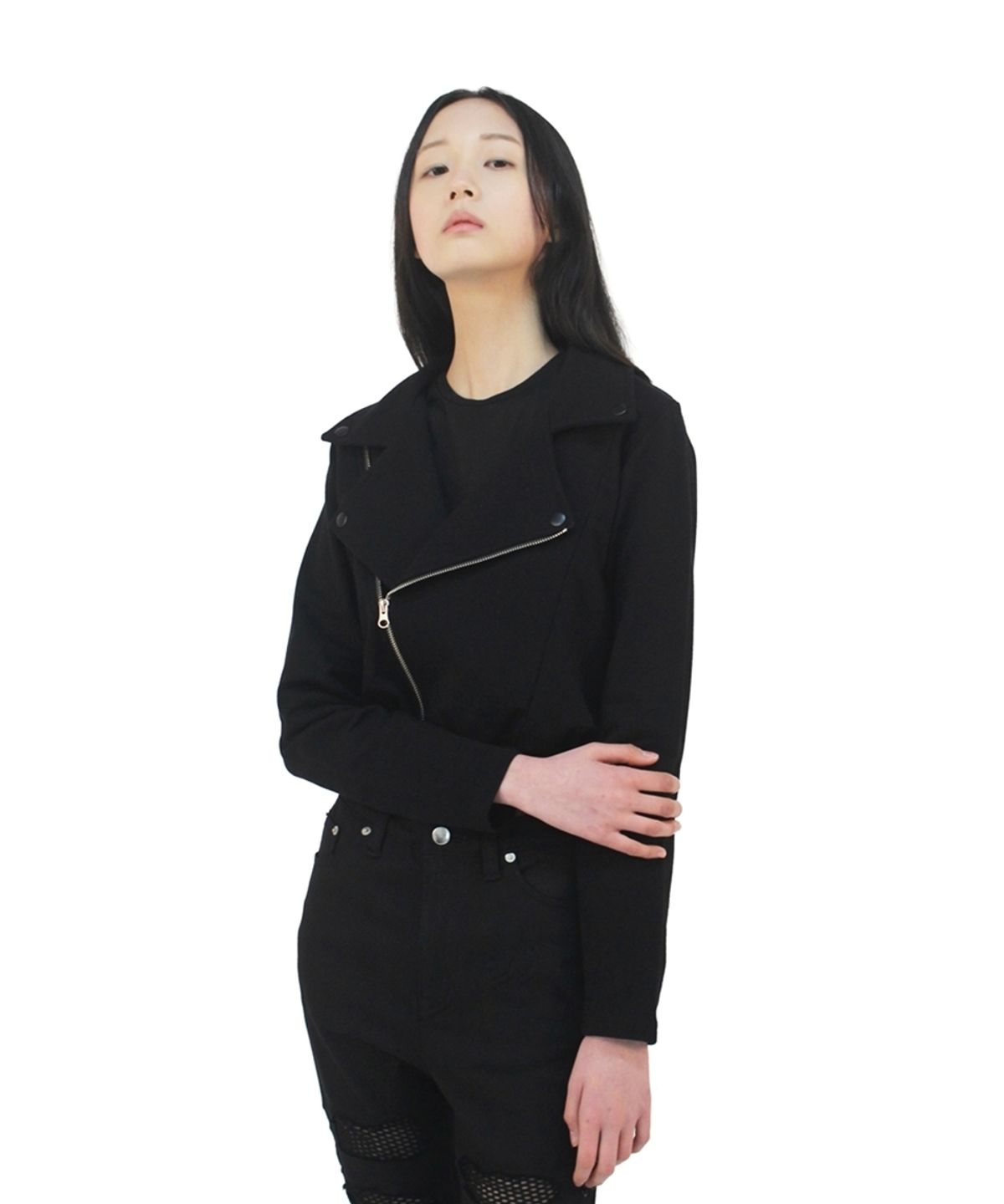 언어더컬러(ANOTHER COLOR) SLIM FIT JERSEY RIDER JACKET