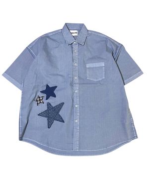 Star Pigment Half Sleeve Shirt ((light blue))