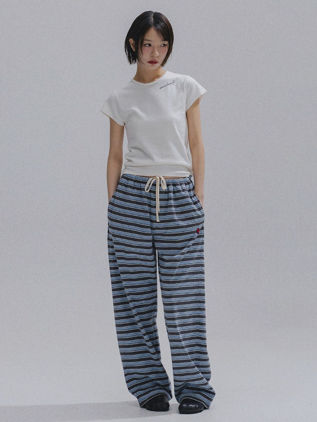 앤하츠(ANNEHEARTS) Striped Easy Lounge Pants_BLUE
