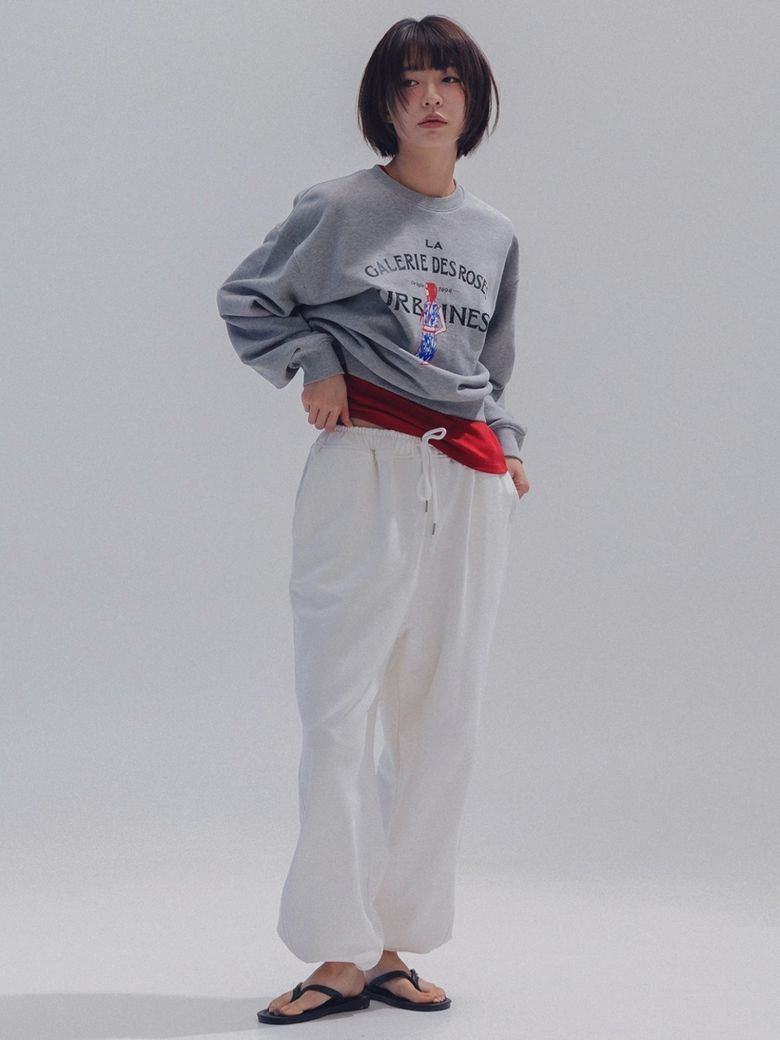 Diagonal Wide Sweatpants_IVORY