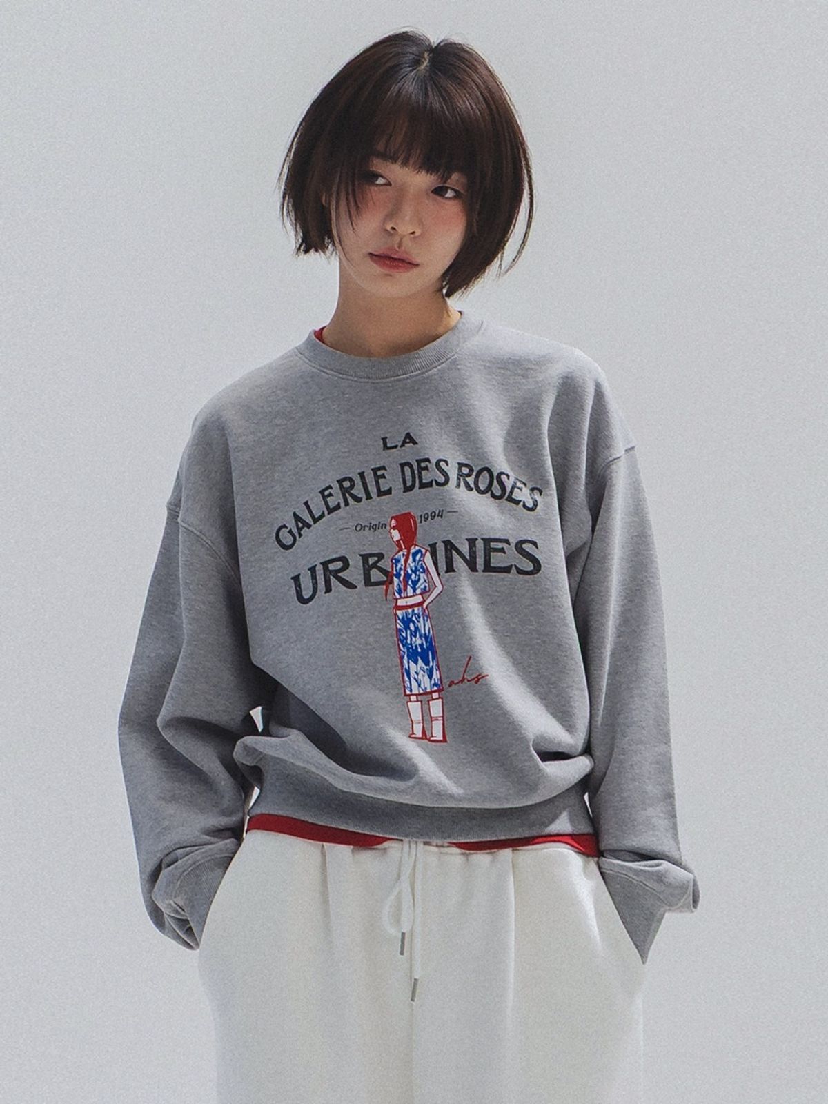 앤하츠(ANNEHEARTS) French Muse Artwork Sweatshirt_MELANGE