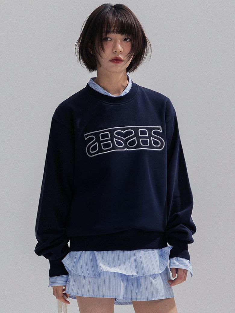 Heart Logo Patch Sweatshirt_NAVY
