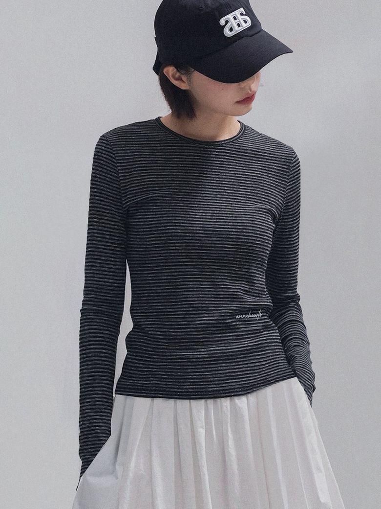 Double Stripe Slim Tee_BLACK