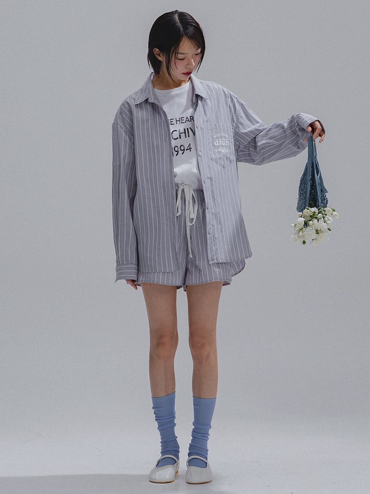 앤하츠(ANNEHEARTS) Breeze Relaxed Banding Shorts_GREY