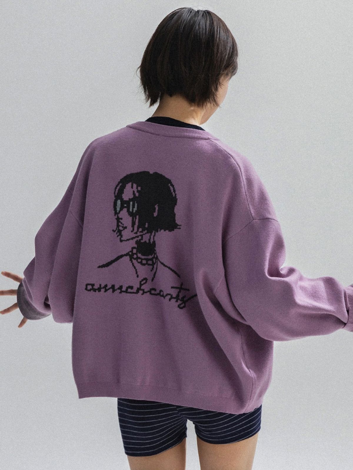 앤하츠(ANNEHEARTS) Vintage Muse Knit Cardigan_PURPLE
