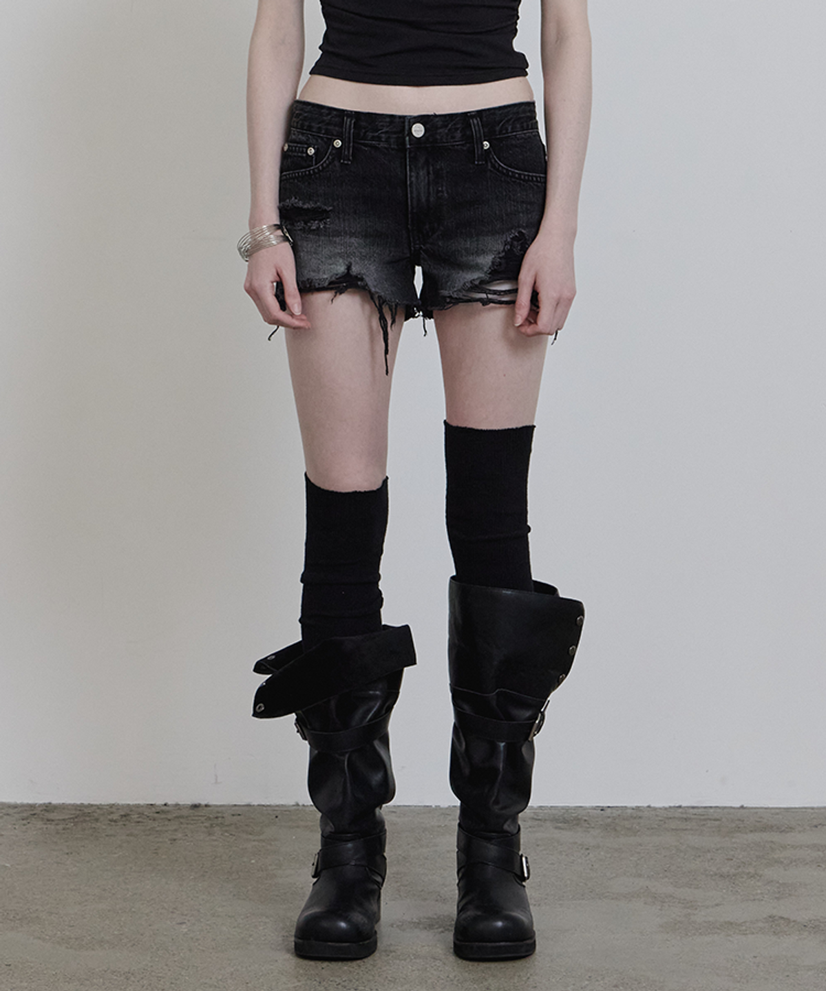 어니브(ANIV) VINTAGE DENIM SHORTS BLACK