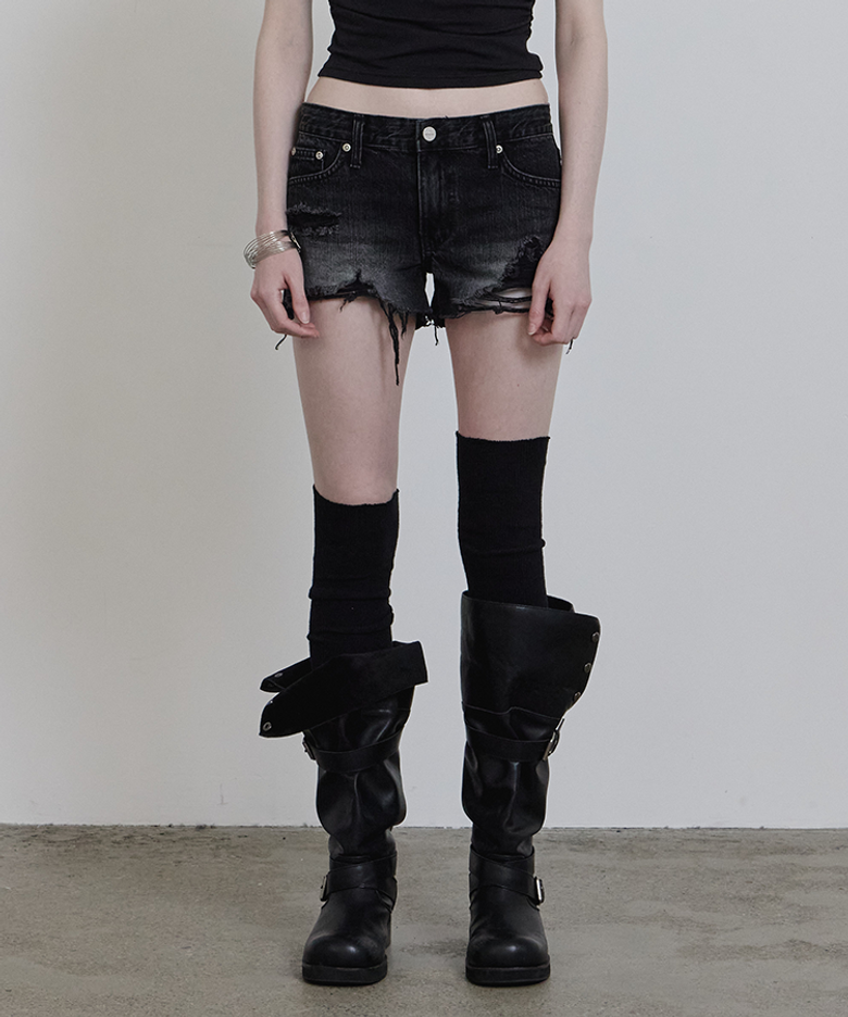 VINTAGE DENIM SHORTS BLACK