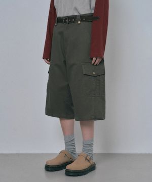 가먼트 다잉 카고 버뮤다 팬츠 - 카키