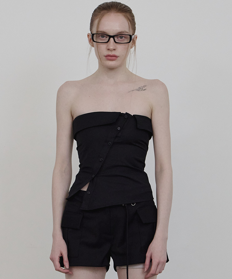 TUBE BUTTON TOP BLACK