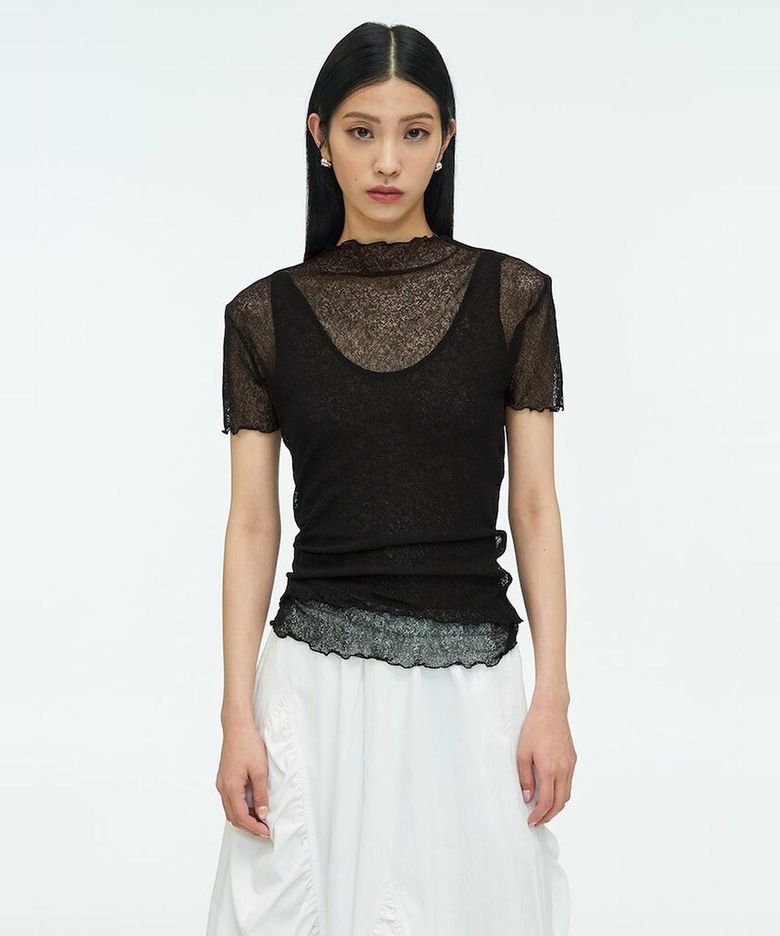 Two Layered Net TShirt  Black