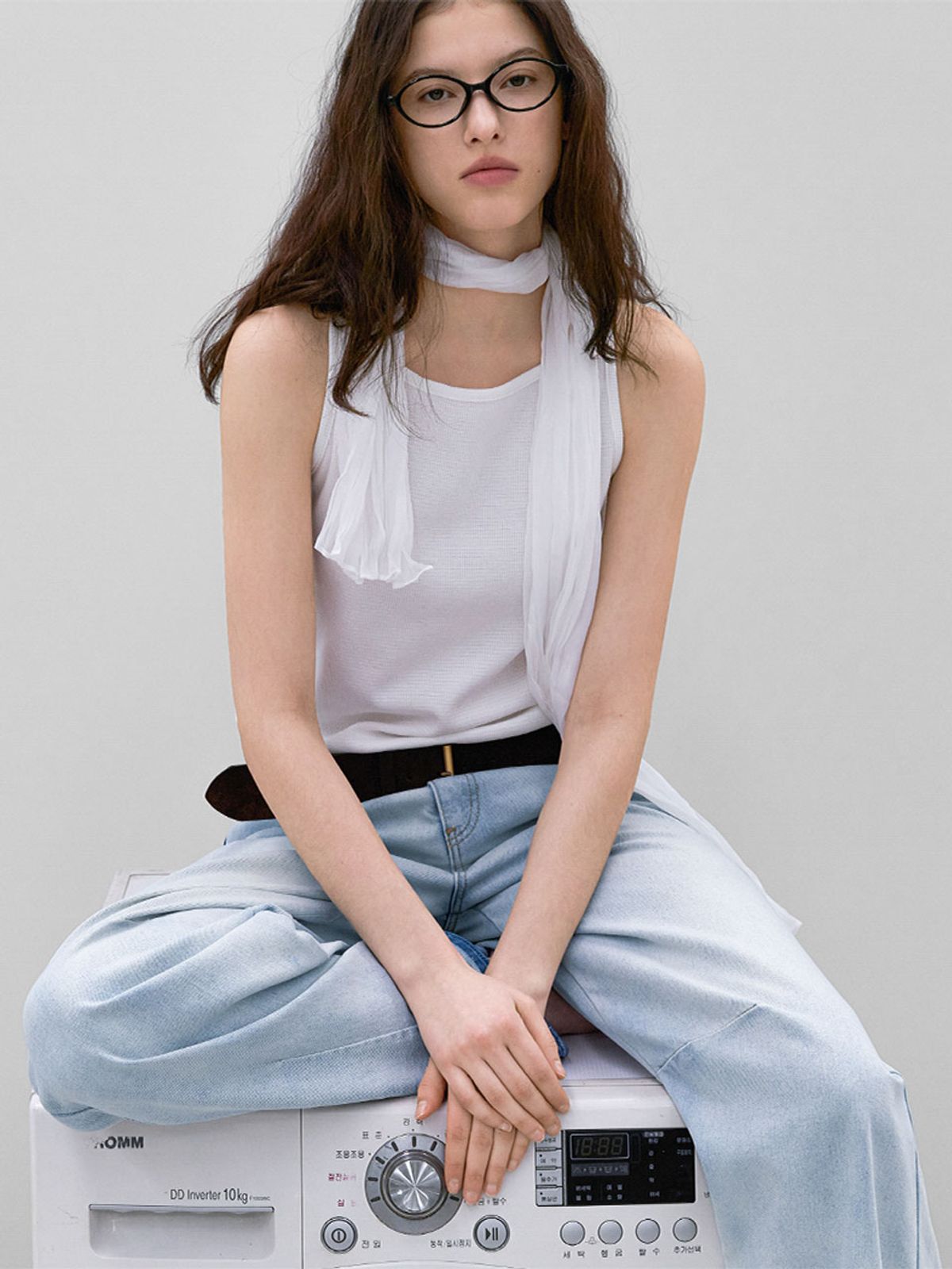아틀리에 나인(ATELIER NAIN) CURVED BALLON ICE DENIM PANTS (PT-5766)