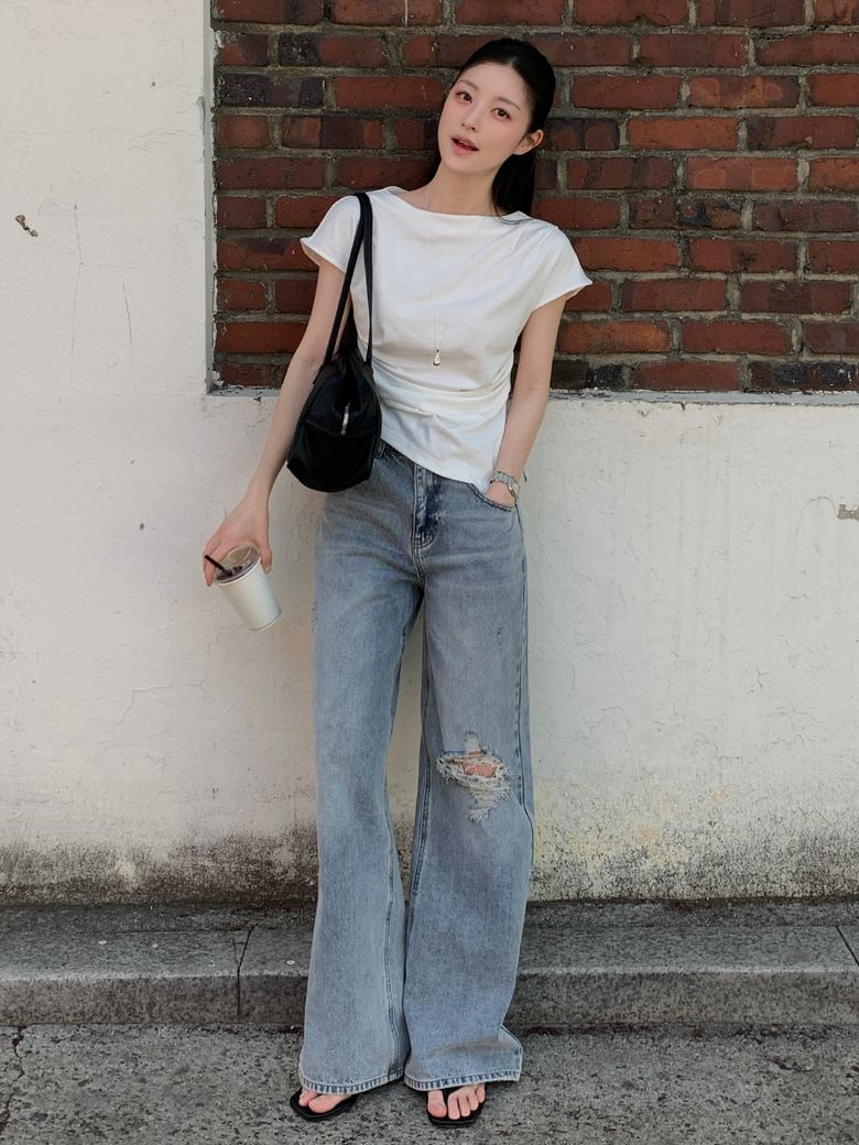 DESTROYED WASHED WIDE DENIM (PT-5793)