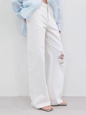 DESTROYED WHITY WIDE DENIM (PT-5777)
