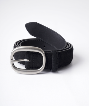 오벌 버클 스웨이드 벨트 (소가죽/블랙)