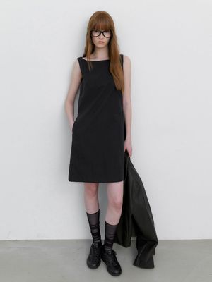 BOAT NECK A-LINE MINI DRESS (OP-6314)